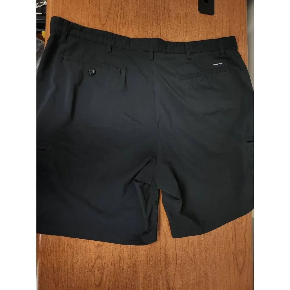 Chaps 78 Golf Shorts Men’s 42 Black Performance Flat Front Zip Cargo Pockets